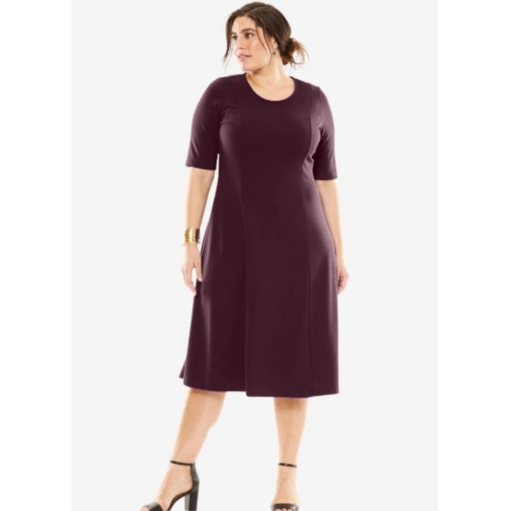 Jessica London 20 fit and flare burgundy dress